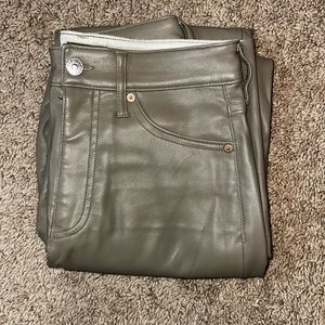 Express - Faux Leather Jean - Green / Olive Green - Size 2s